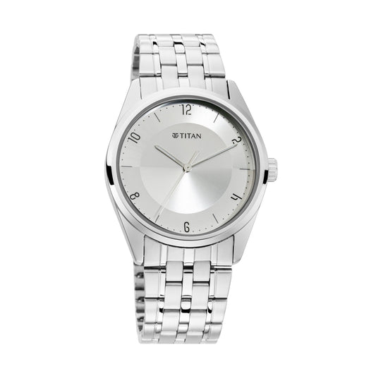 Workwear Watch with Silver white Dial & Metal Strap-TITAN-Albatel