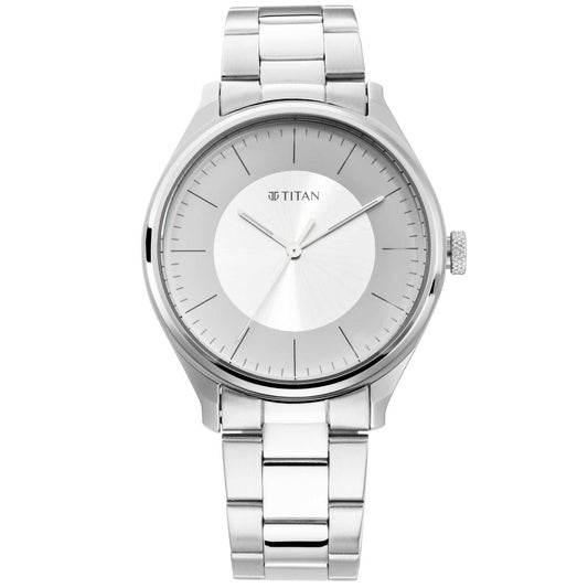 Workwear Watch with Beige Dial & Metal Strap-TITAN-Albatel