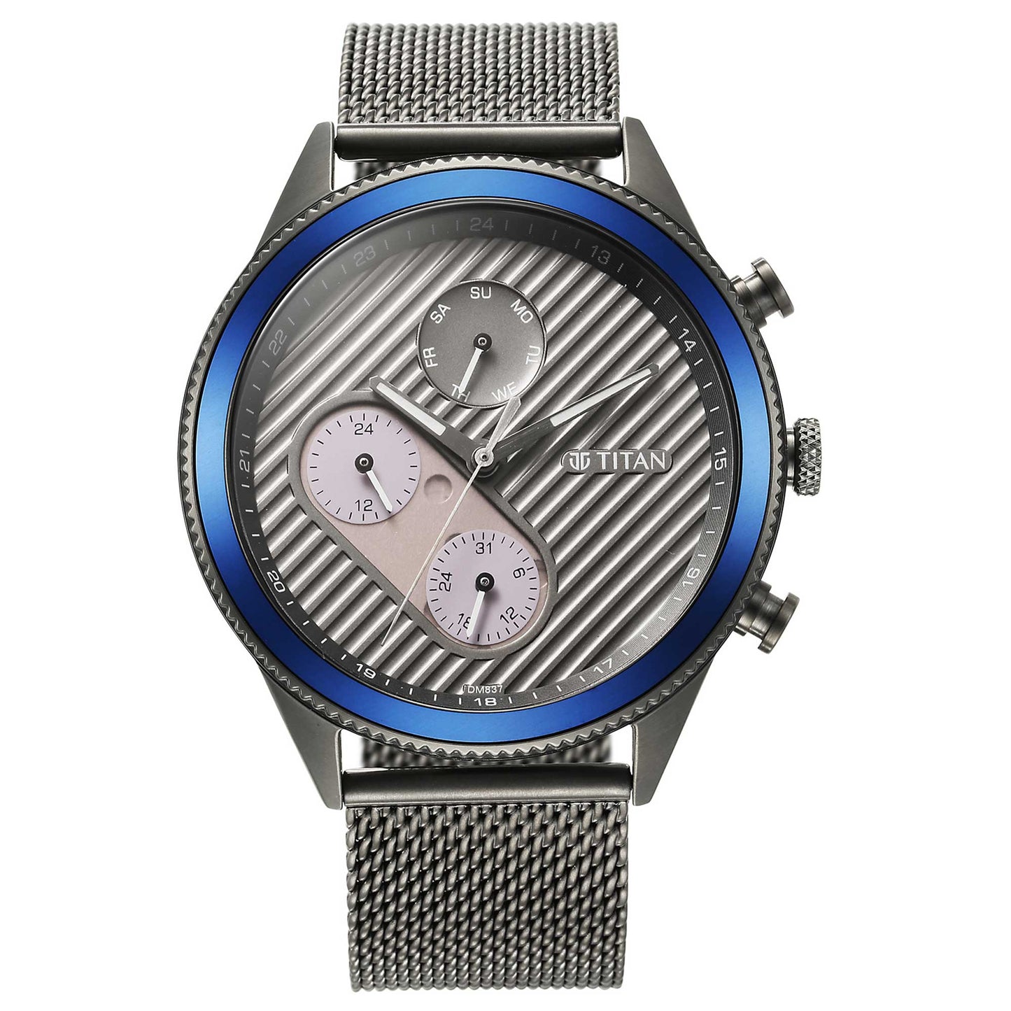 Bolt Anthracite Dial Stainless Steel Mesh Strap Watch-TITAN-Albatel