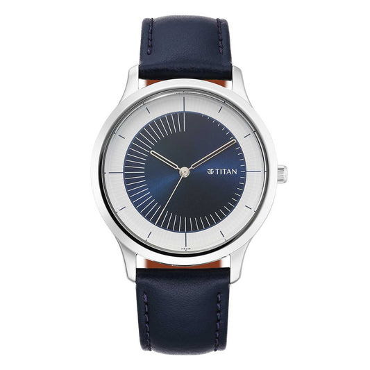 Titan Yin & Yang Blue Dial Analog Leather Strap Watch for Men-TITAN-Albatel