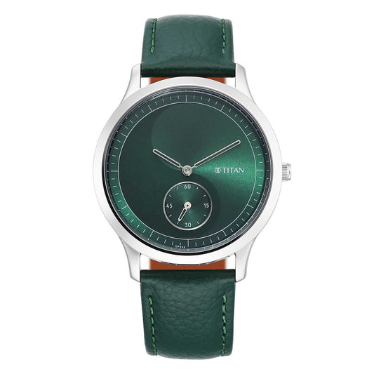 Titan Yin & Yang Green Dial Analog Leather Strap Watch for Men-TITAN-Albatel