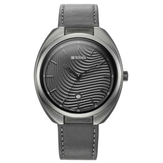 Bolt Anthracite Dial Dark Grey Leather Strap Watch