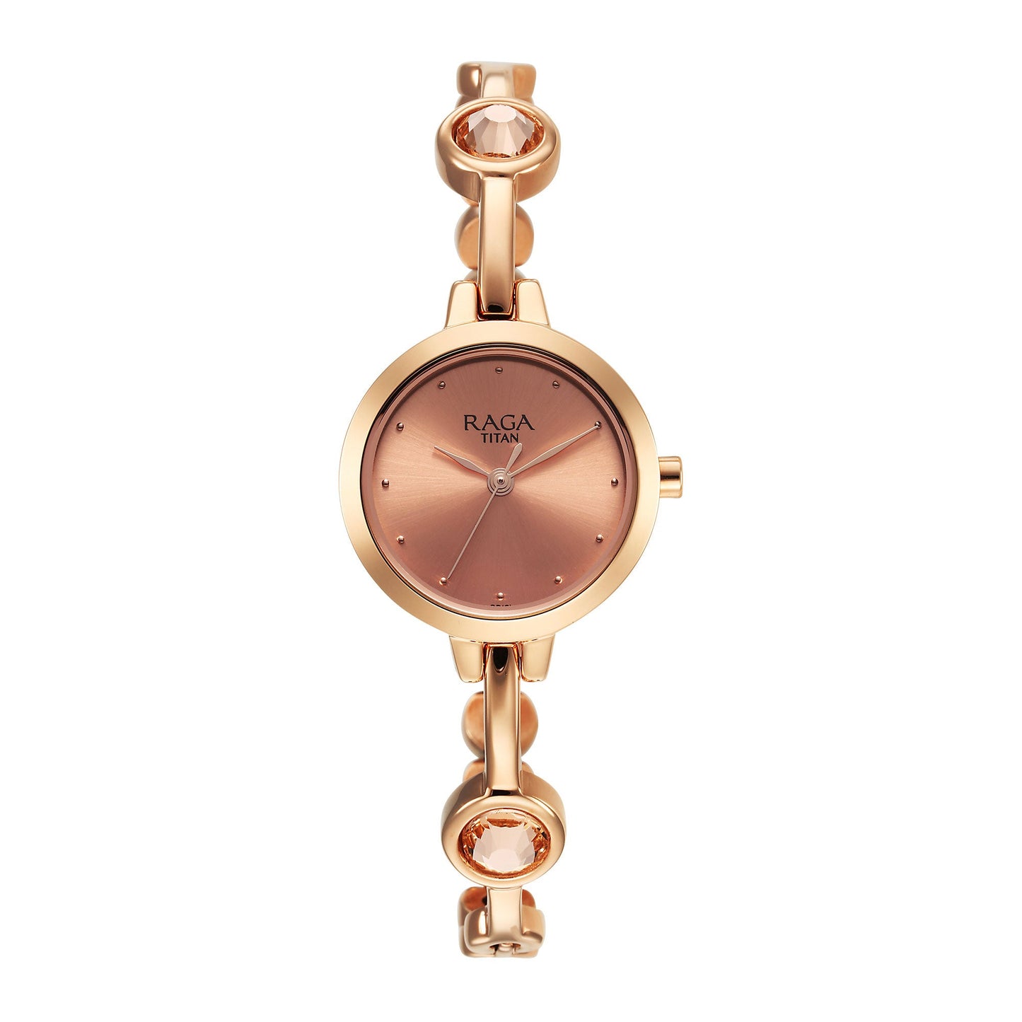 Titan Raga Viva Quartz Analog Rose Gold Dial Rose Gold Metal Strap Watch for Women-TITAN-Albatel