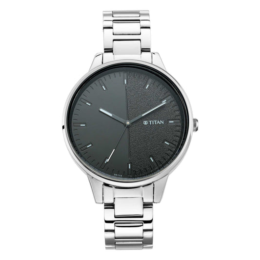 Workwear Watch with Black Dial Metal Strap-TITAN-Albatel