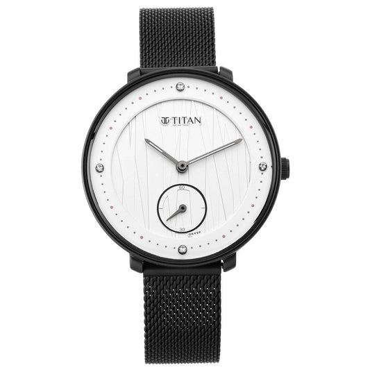 Workwear Watch with Black Dial & Stainless Steel Strap-TITAN-Albatel