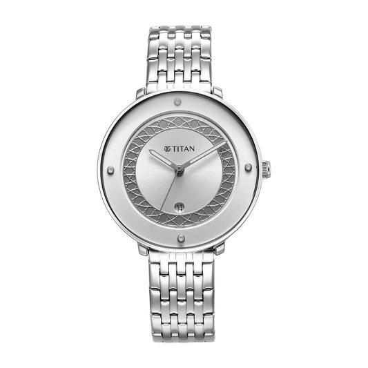 Titan Marhaba Silver white Dial Analog Stainless Steel Strap watch for Women-TITAN-Albatel