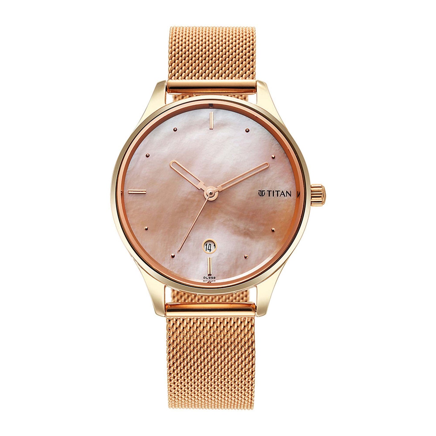 Pastel Dreams Pink Mother of Pearl Dial Metal Strap Watch-TITAN-Albatel