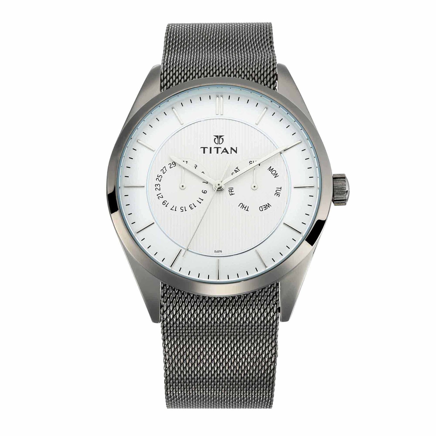 Workwear White Dial Metal Strap Watch-TITAN-Albatel