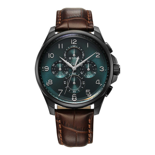 Titan Classic Distincta Green Dial Analog with Date Stainless Steel Strap Watch for Men-TITAN-Albatel